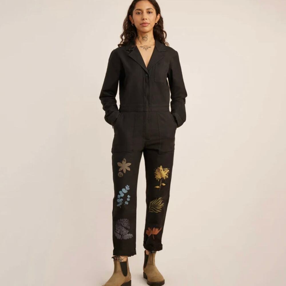 Roark Layover Black Jumpsuit with Floral Accents